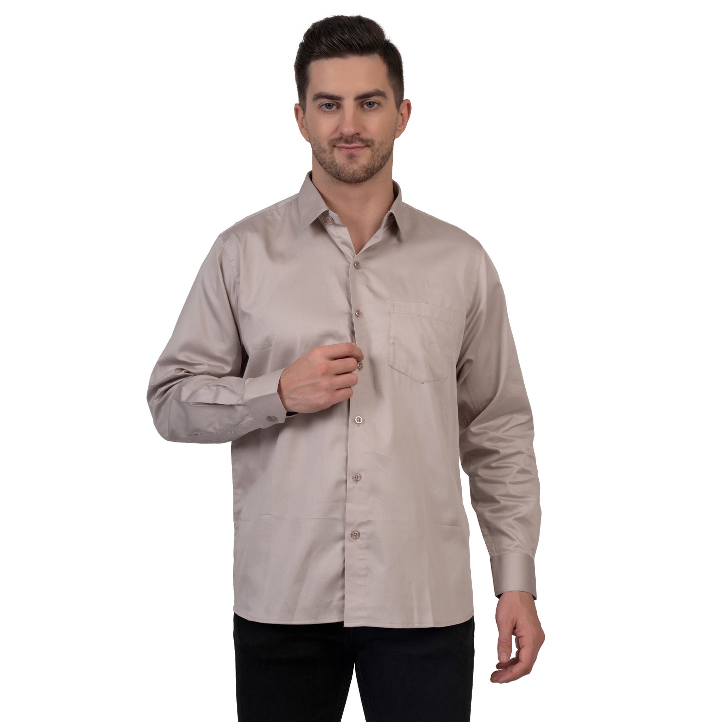 Full Sleeve Satin Cotton Shirt (Pearl Grey)