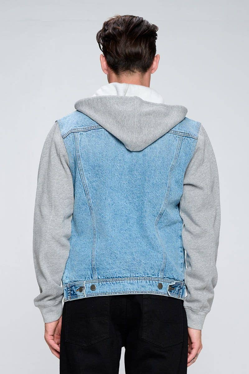 LDJ-005 (Men's Denim Jacket  with Fleece Hoodies)