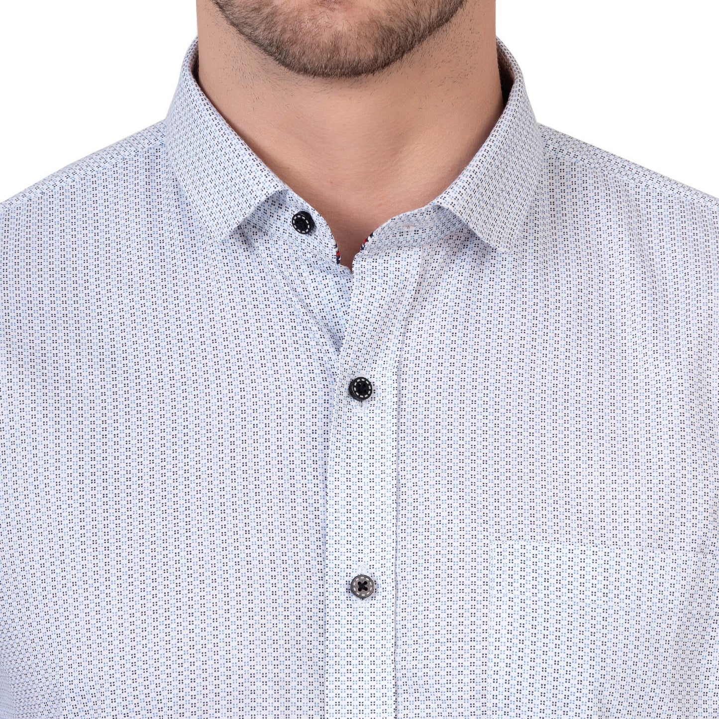 Half Sleeve Printed Cotton Shirt (Ice White)