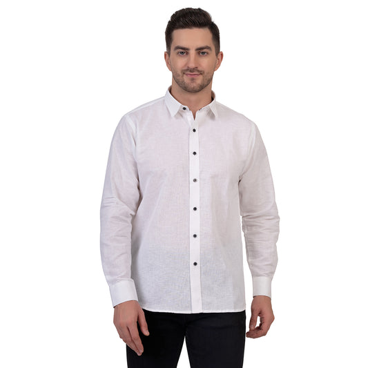 Full Sleeve Premium Linen Shirt (White)