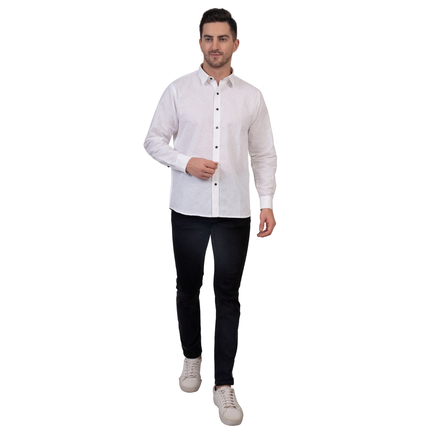 Full Sleeve Premium Linen Shirt (White)