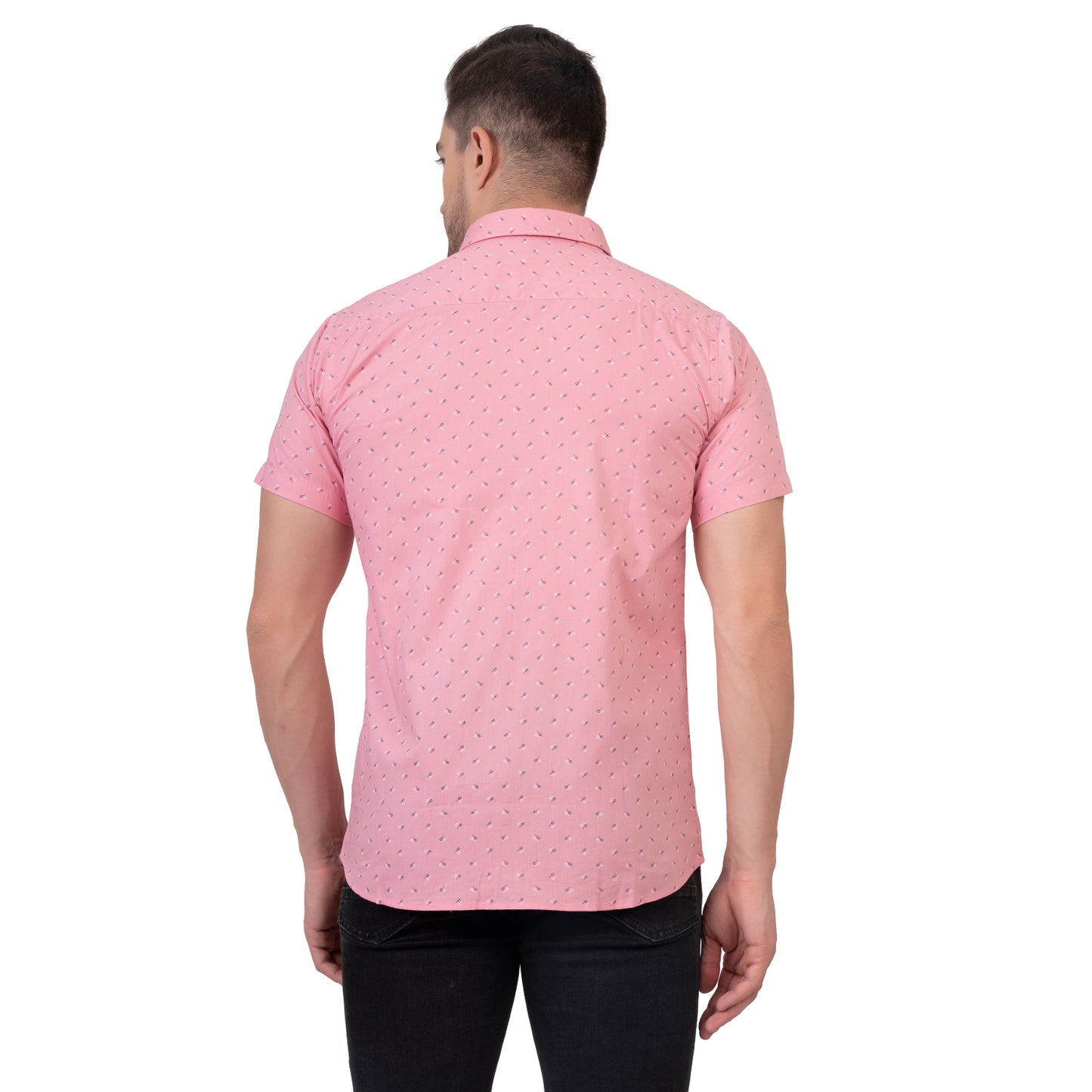 Half Sleeve Printed Cotton Shirt (Pink)