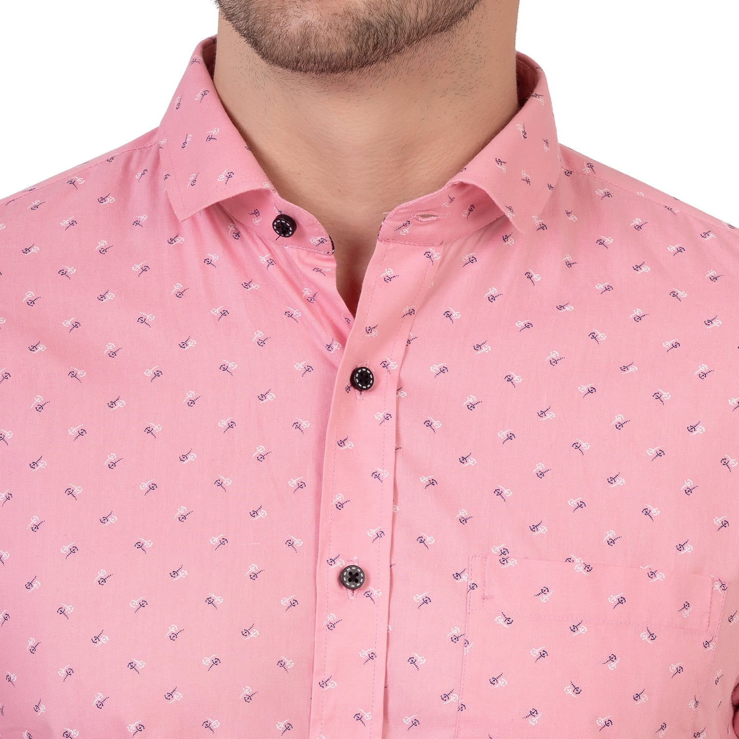 Half Sleeve Printed Cotton Shirt (Pink)