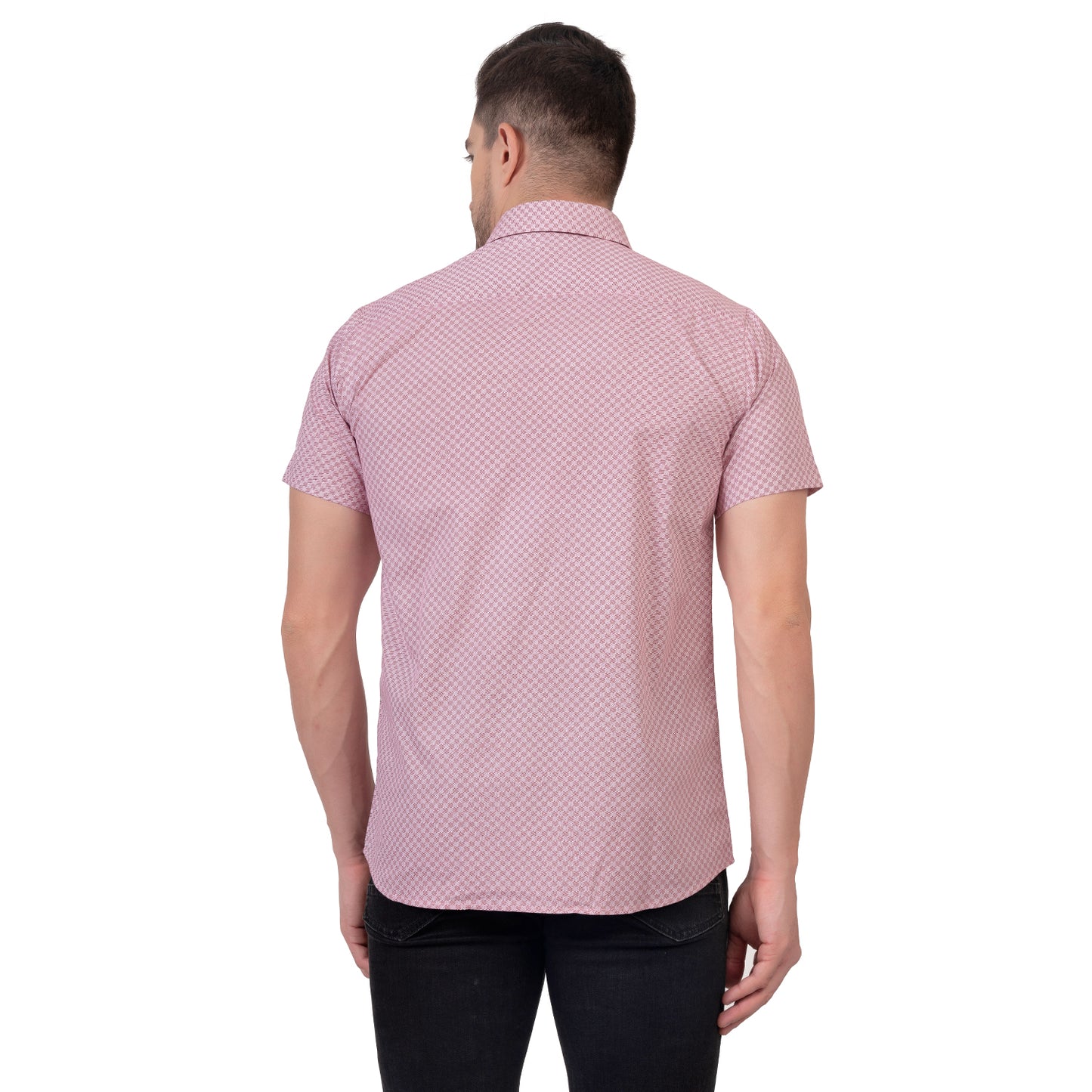 Half Sleeve Printed Cotton Shirt (Midnight Pink)