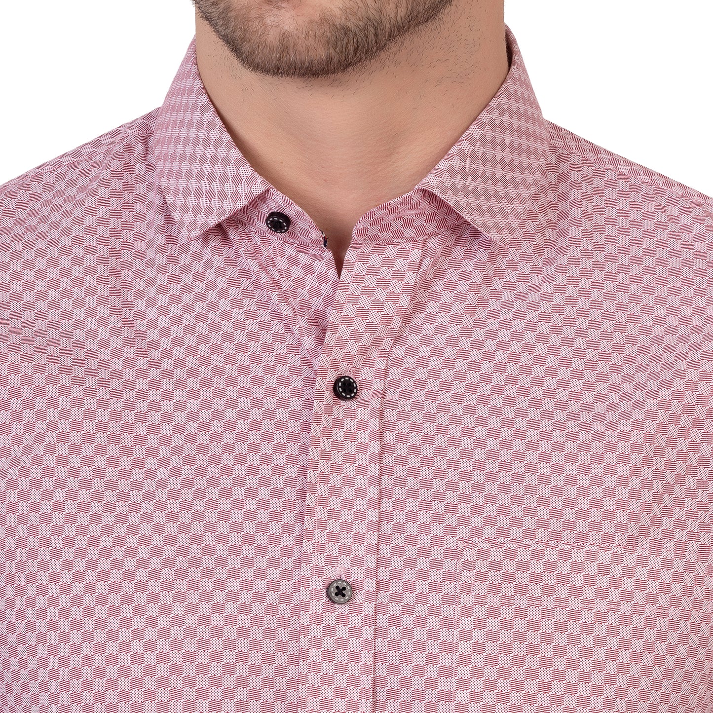 Half Sleeve Printed Cotton Shirt (Midnight Pink)