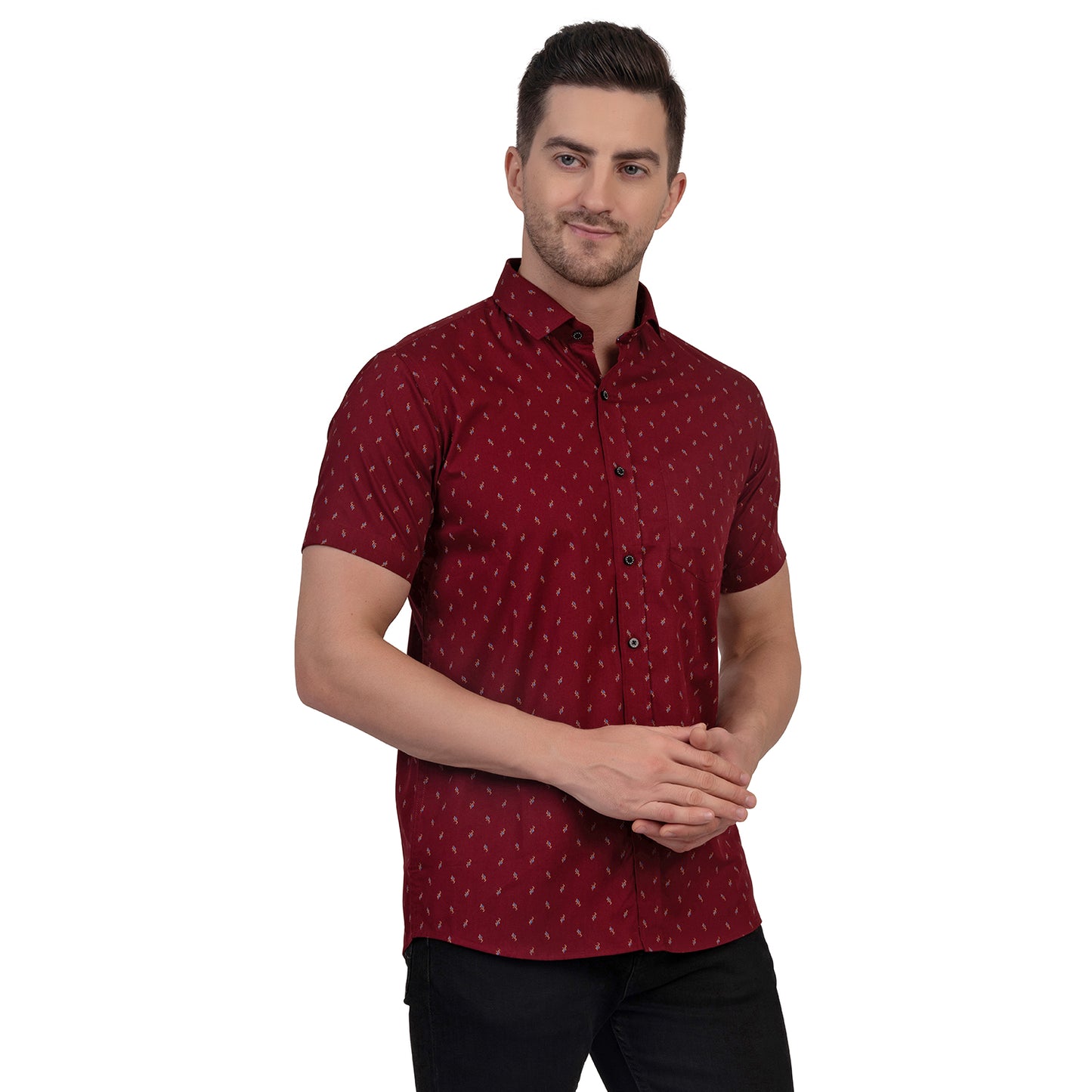 Half Sleeve Printed Cotton Shirt (Red)