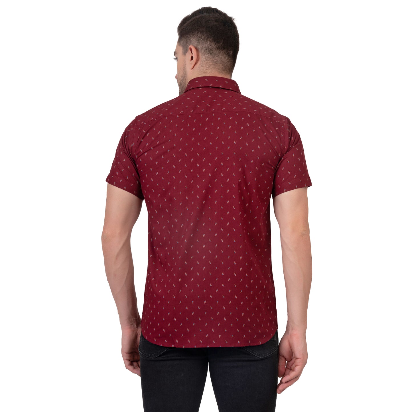 Half Sleeve Printed Cotton Shirt (Red)