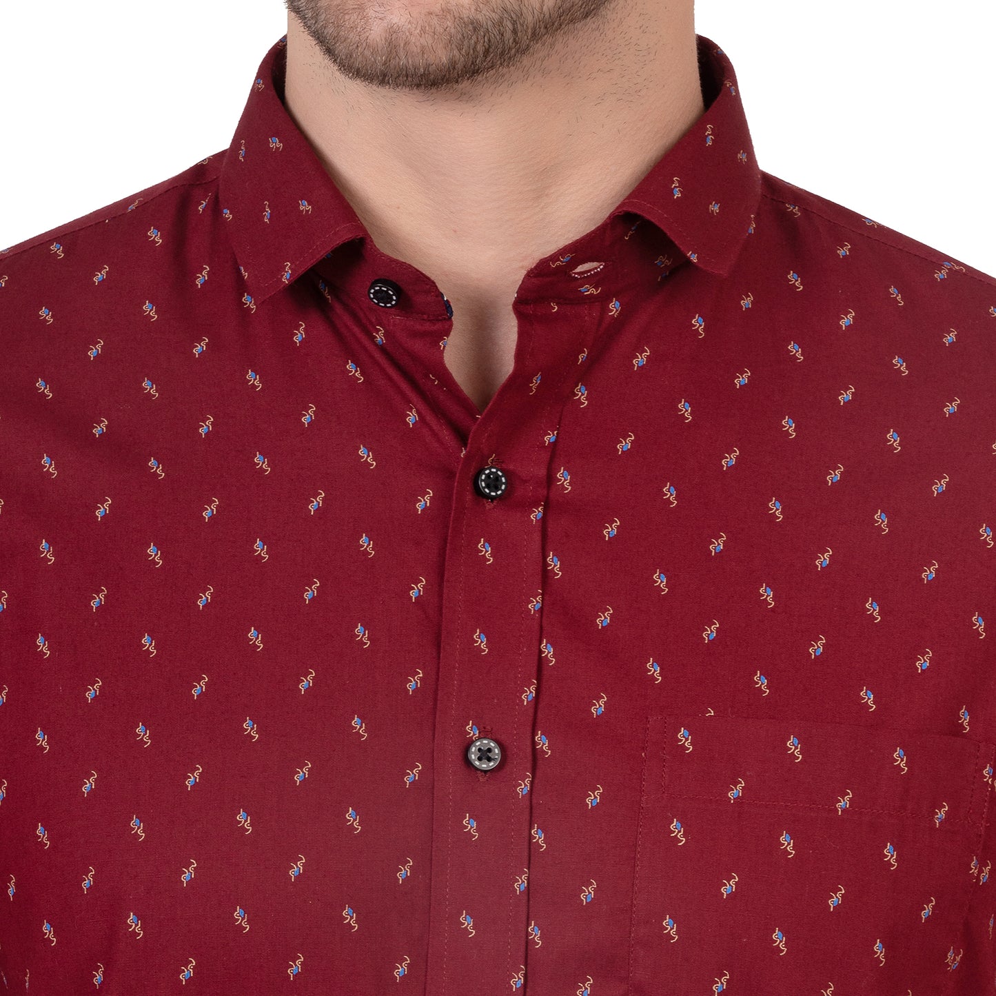 Half Sleeve Printed Cotton Shirt (Red)