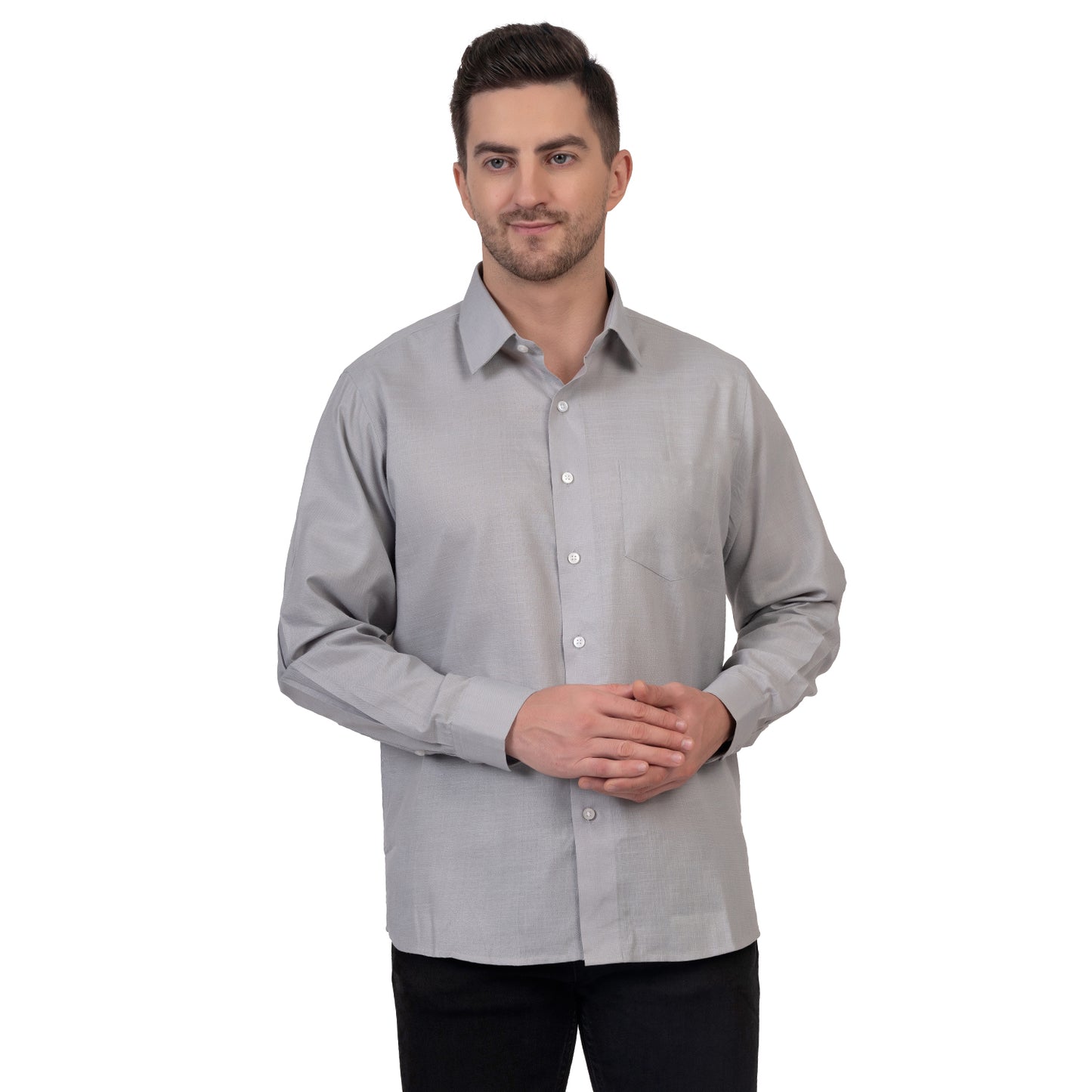 Full Sleeve Premium Linen Shirt (Light Grey)