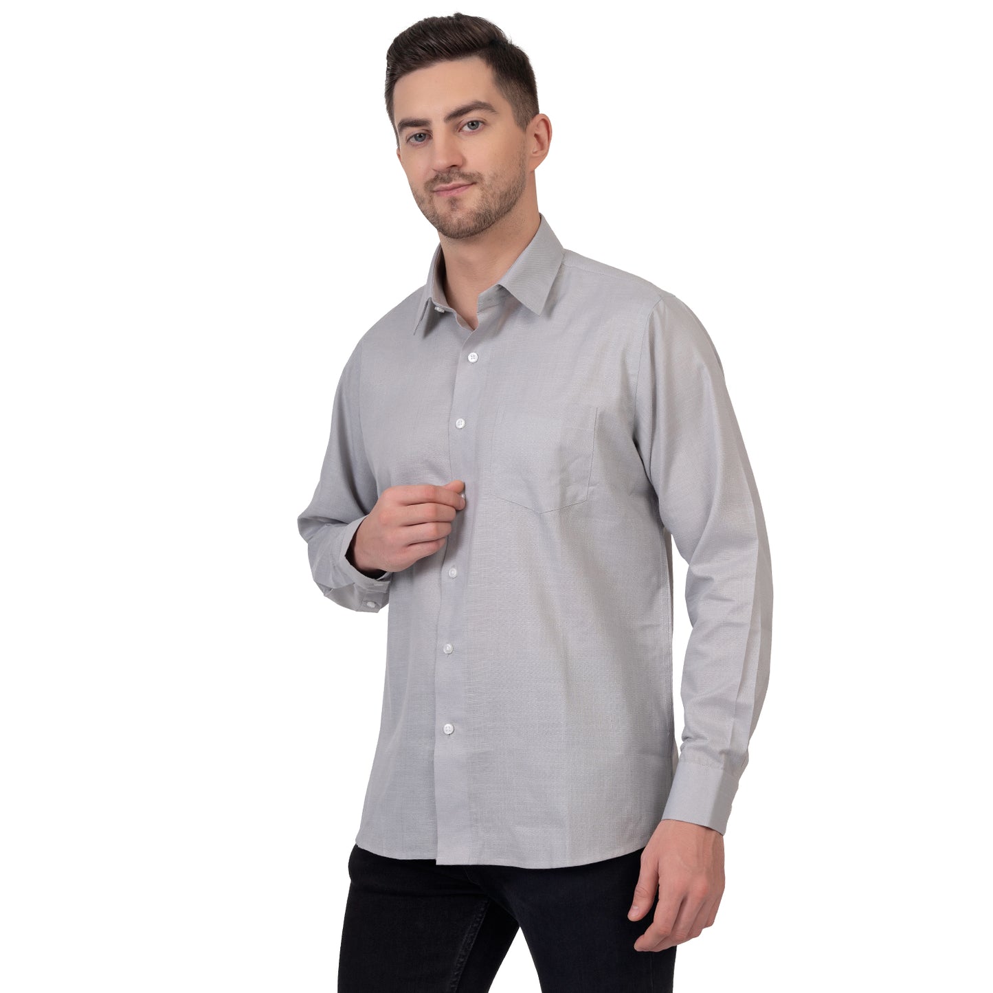 Full Sleeve Premium Linen Shirt (Light Grey)