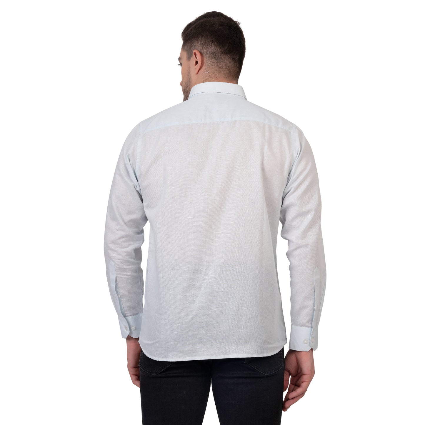 Full Sleeve Premium Linen Shirt (Aqua White)