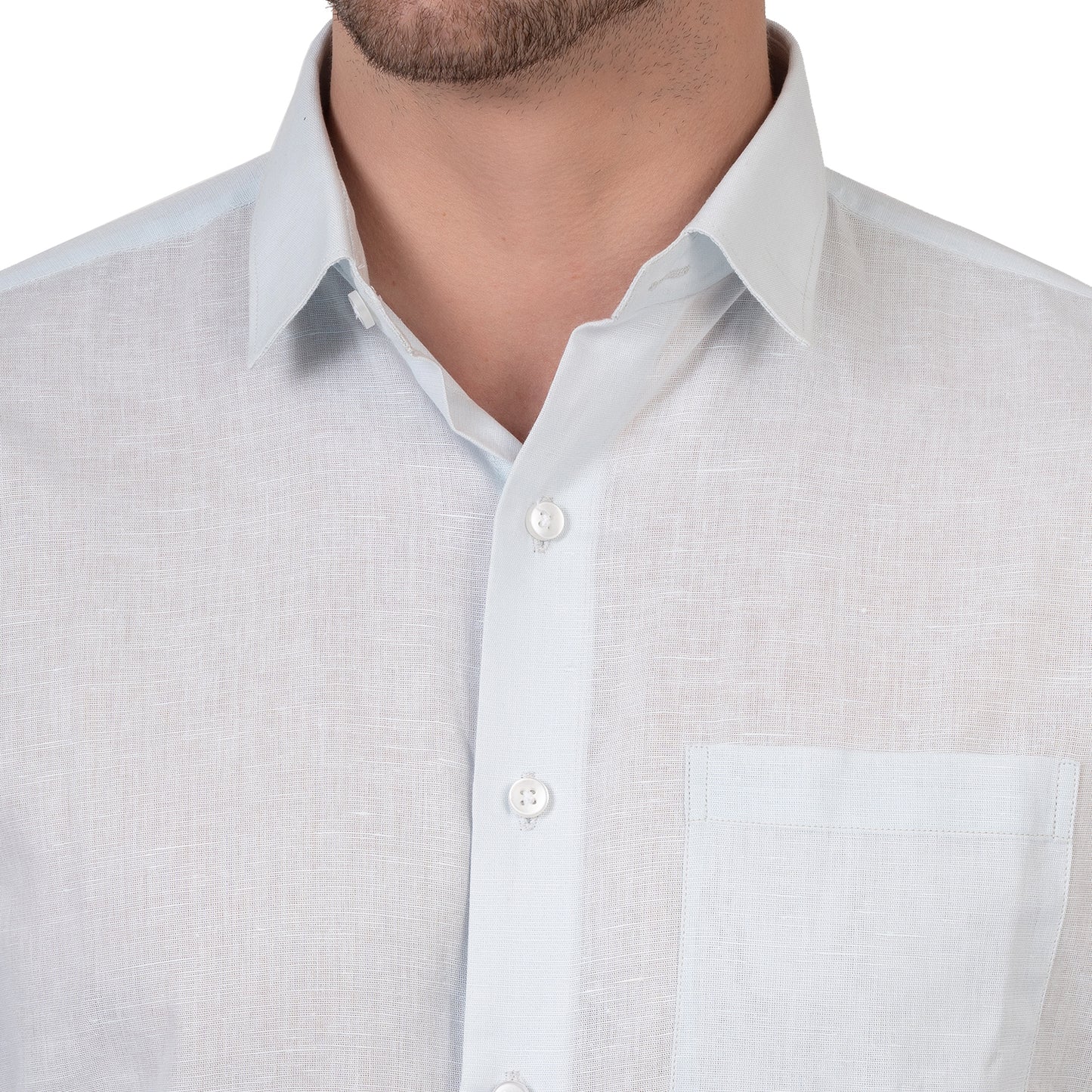 Full Sleeve Premium Linen Shirt (Aqua White)