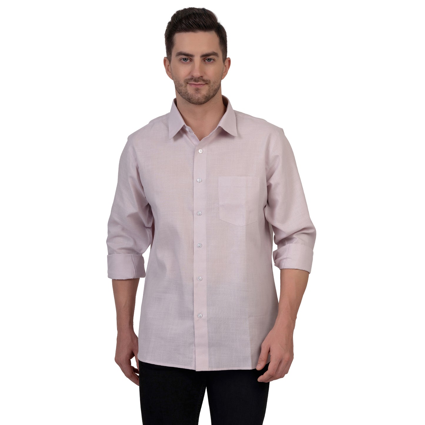 Full Sleeve Premium Linen Shirt (Rose White)