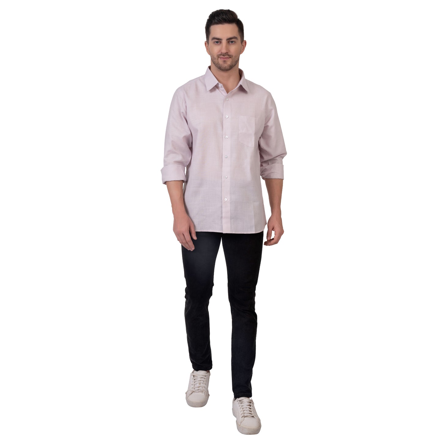 Full Sleeve Premium Linen Shirt (Rose White)