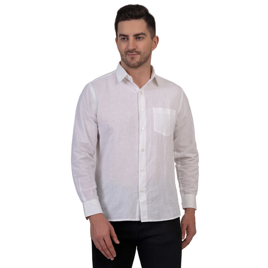 Full Sleeve Premium Linen Shirt (Pristine White)