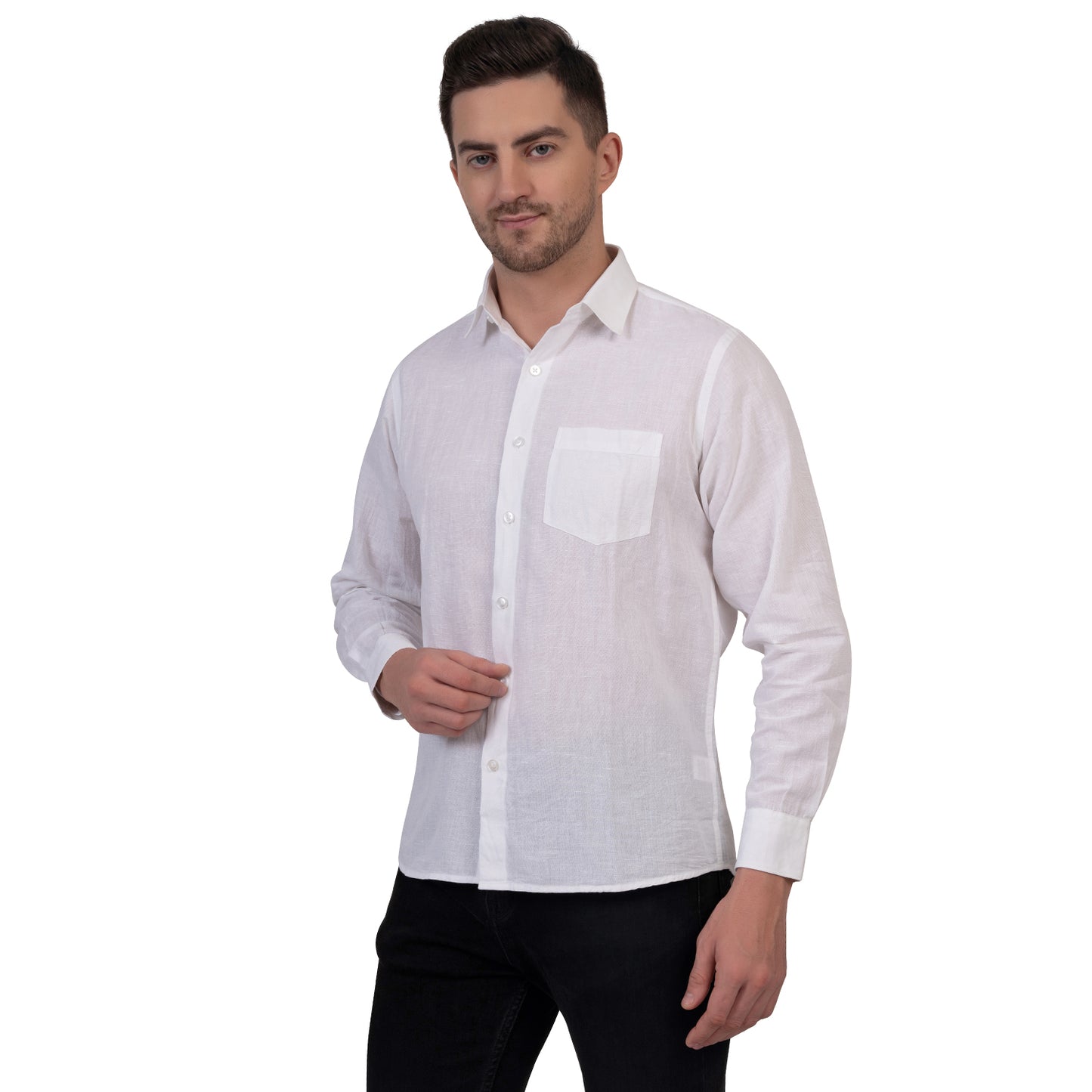 Full Sleeve Premium Linen Shirt (Pristine White)