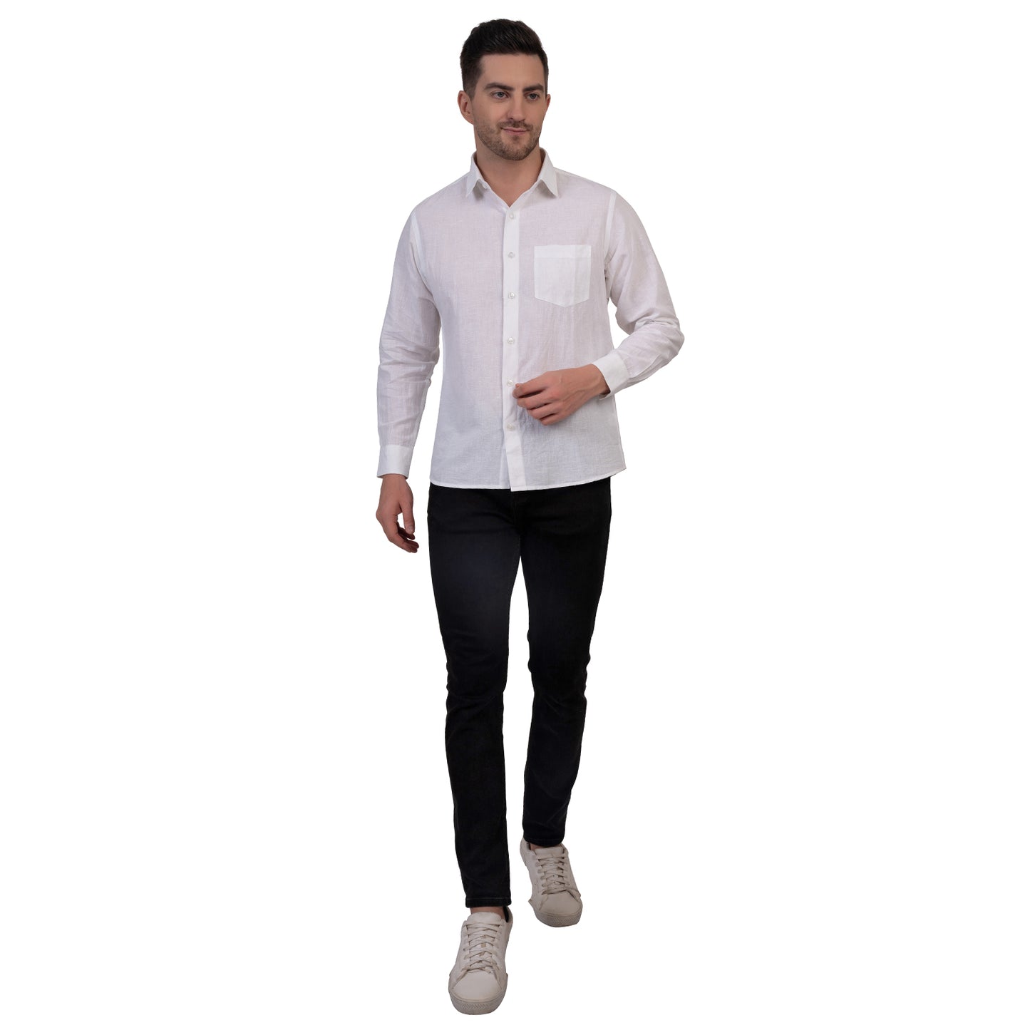 Full Sleeve Premium Linen Shirt (Pristine White)