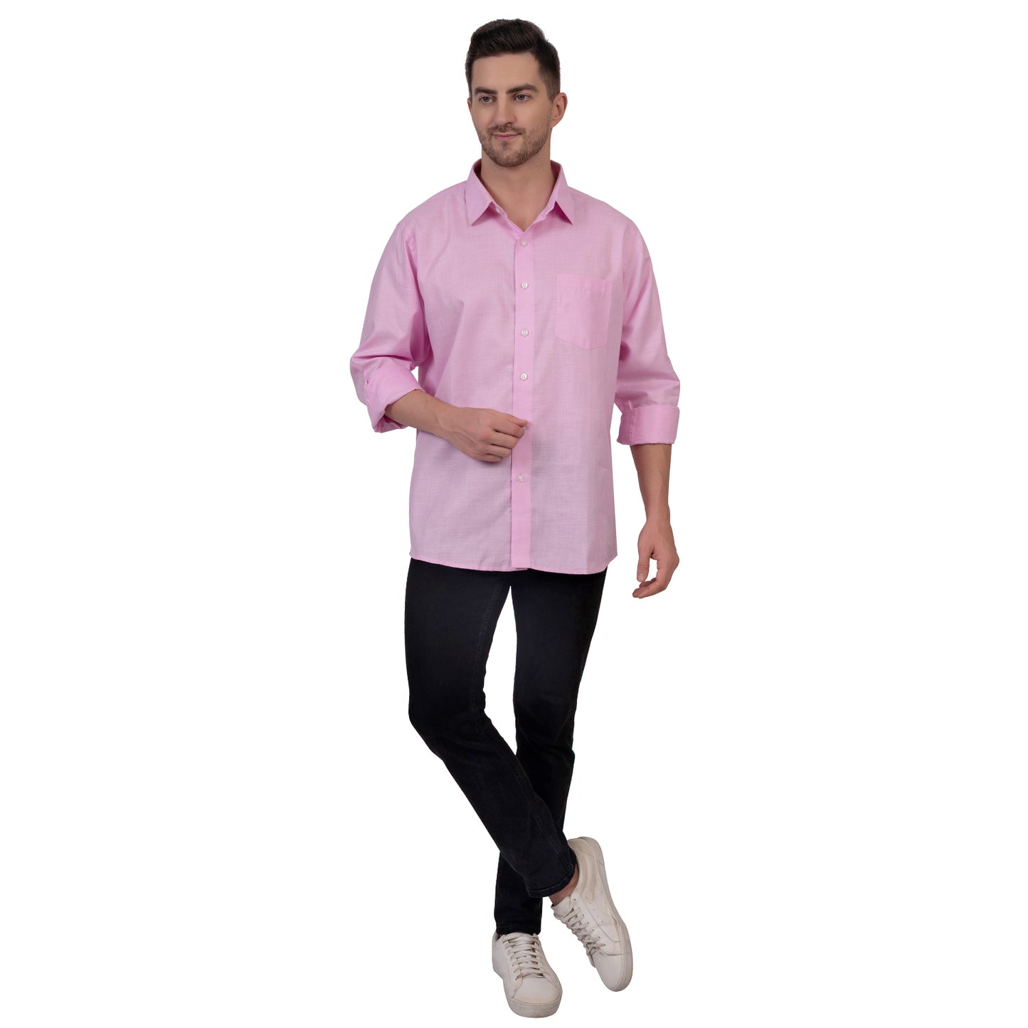 Full Sleeve Premium Linen Shirt (Pink)