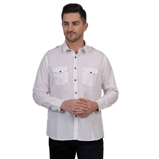 Full Sleeve Magic Linen Shirt (White)