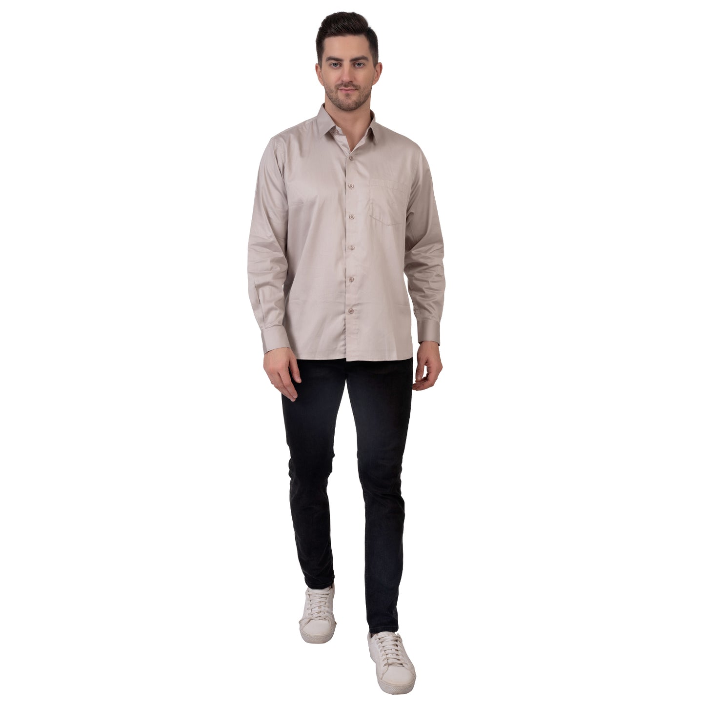 Full Sleeve Satin Cotton Shirt (Pearl Grey)