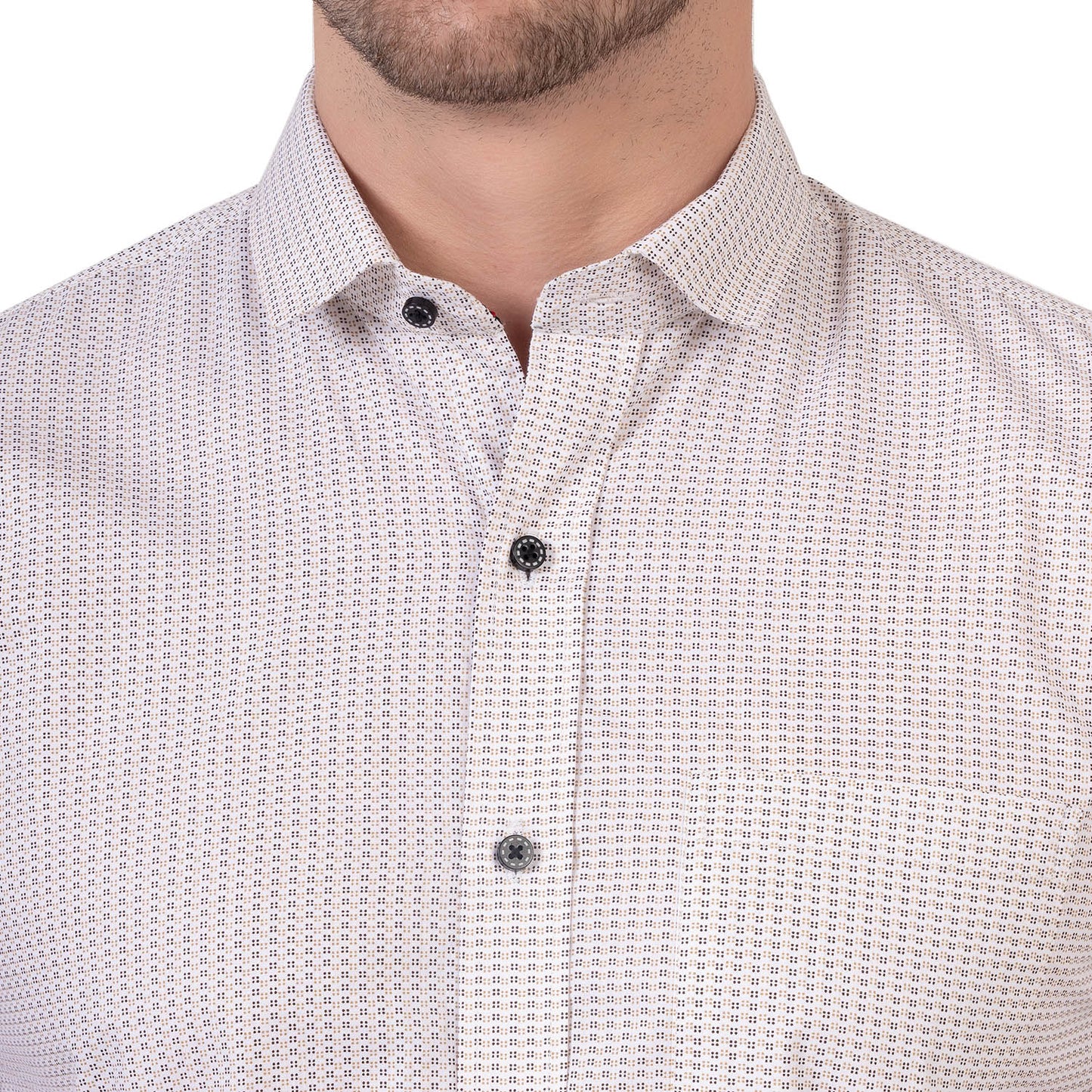 Half Sleeve Printed Cotton Shirt (White)