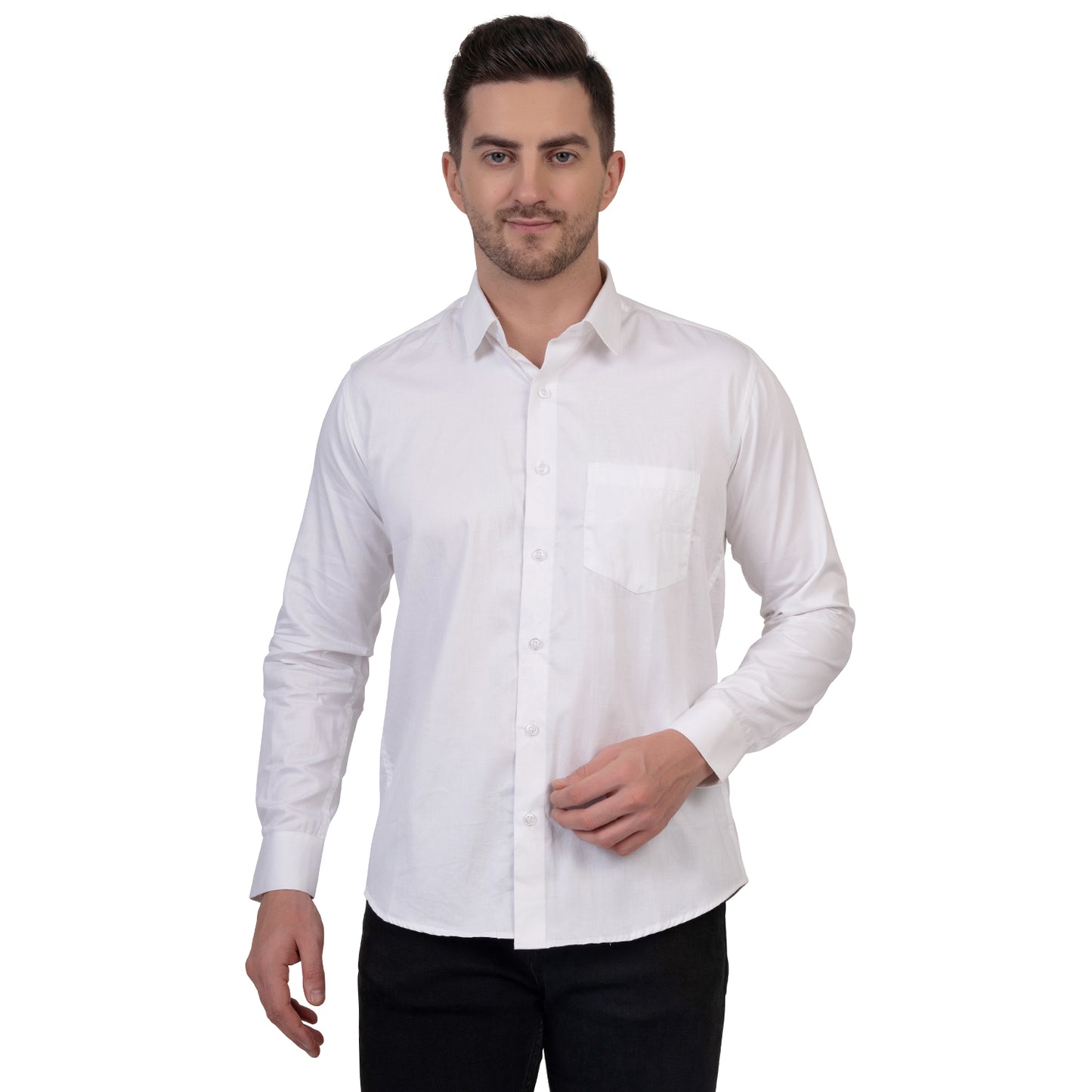 Full Sleeve Satin Cotton Shirt (White)