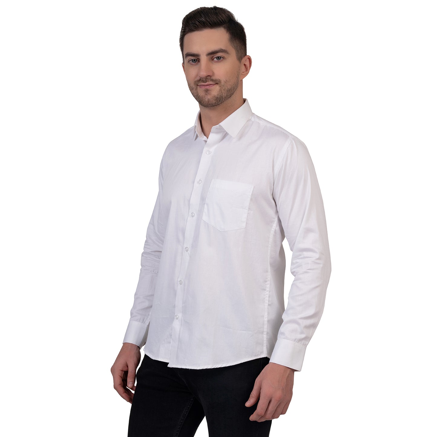 Full Sleeve Satin Cotton Shirt (White)