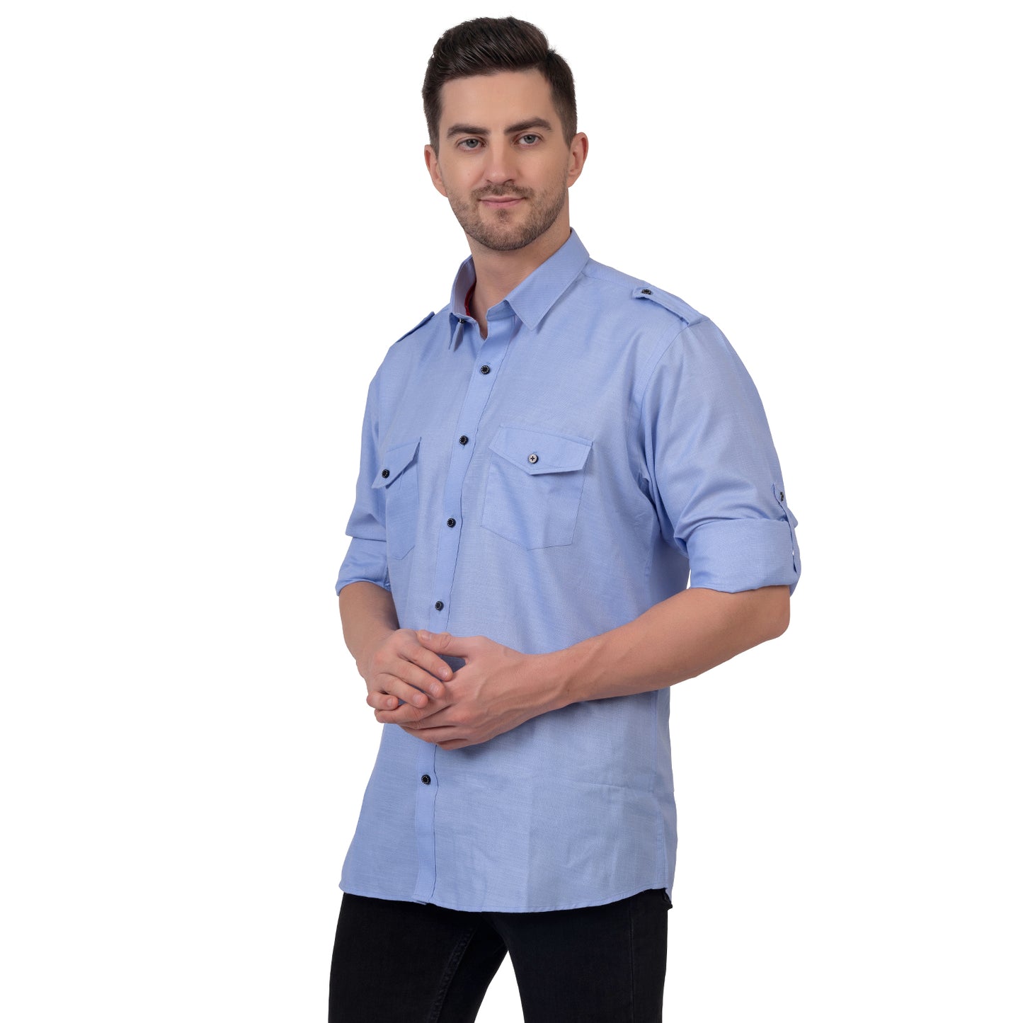 Full Sleeve Magic Linen Shirt (Blue)