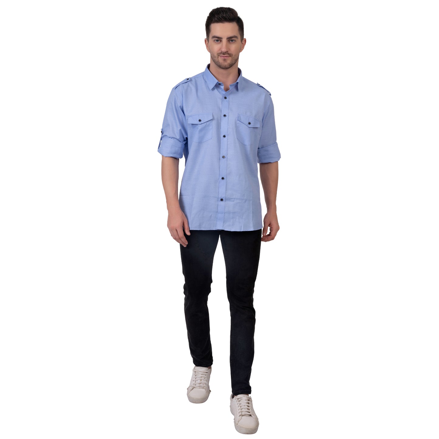 Full Sleeve Magic Linen Shirt (Blue)