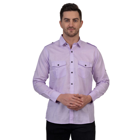 Full Sleeve Magic Linen Shirt (Light Purple)