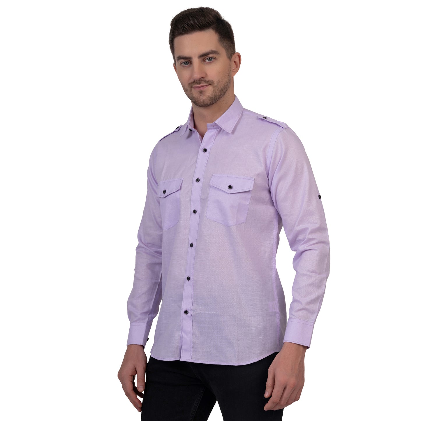 Full Sleeve Magic Linen Shirt (Light Purple)