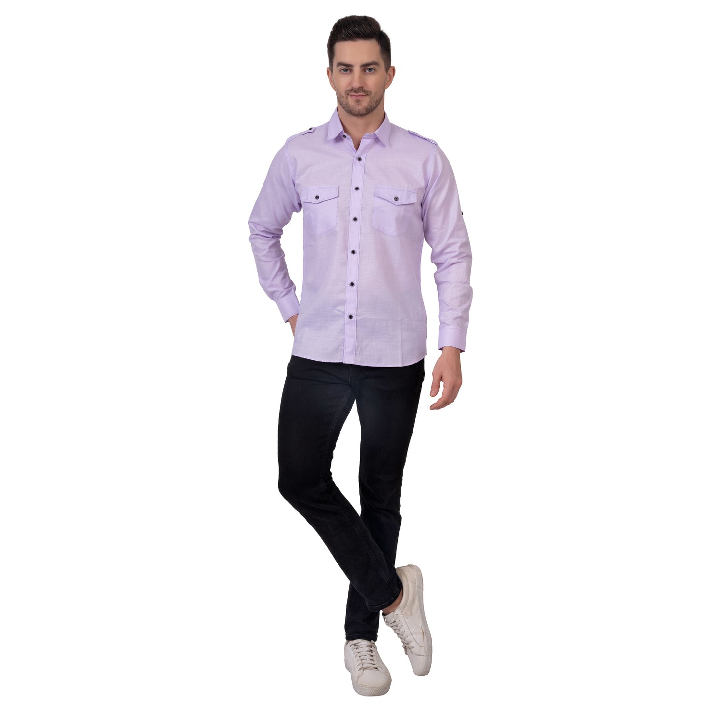 Full Sleeve Magic Linen Shirt (Light Purple)