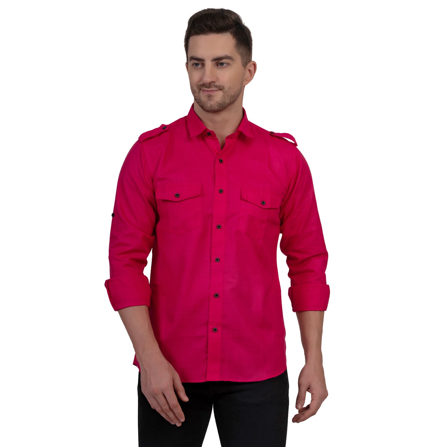 Full Sleeve Magic Linen Shirt (Deep Pink)