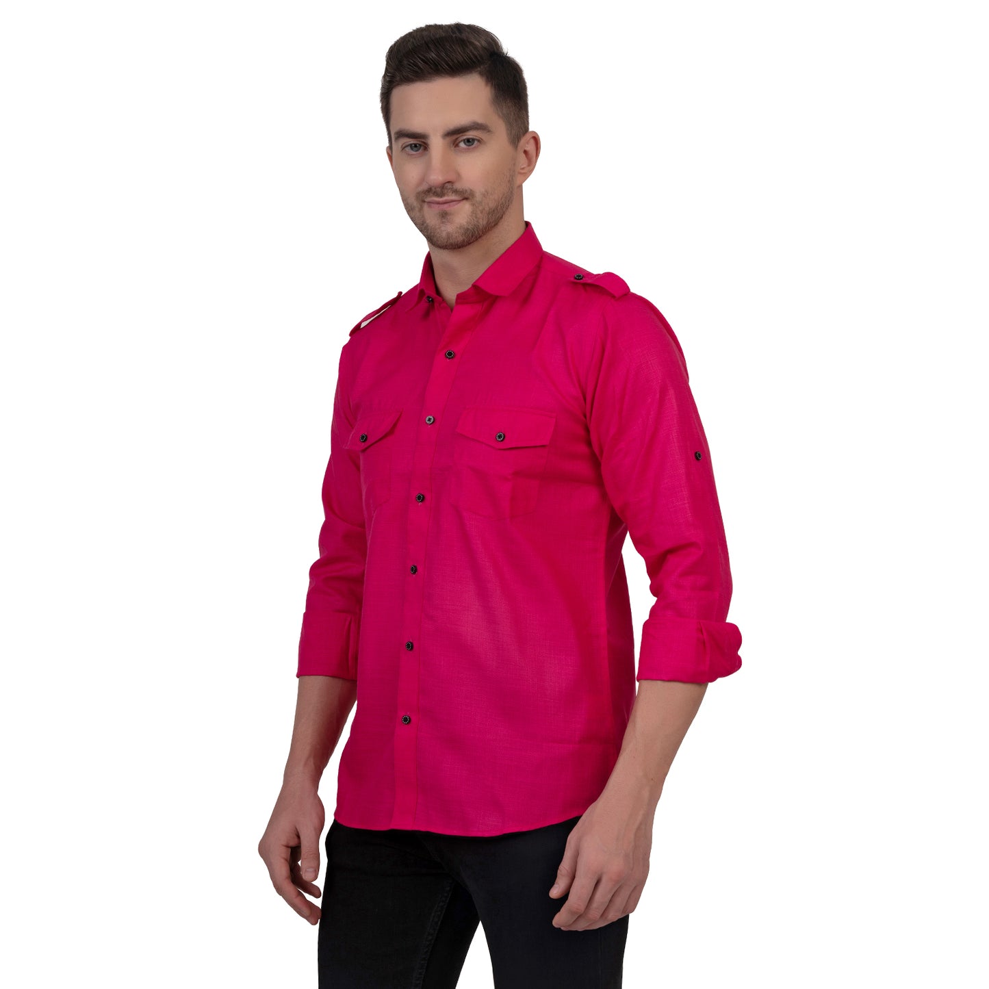 Full Sleeve Magic Linen Shirt (Deep Pink)