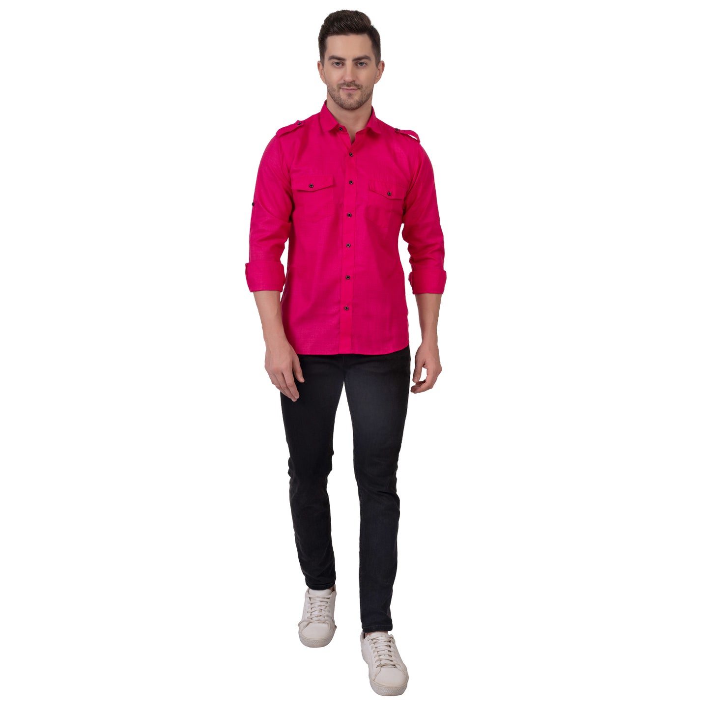 Full Sleeve Magic Linen Shirt (Deep Pink)