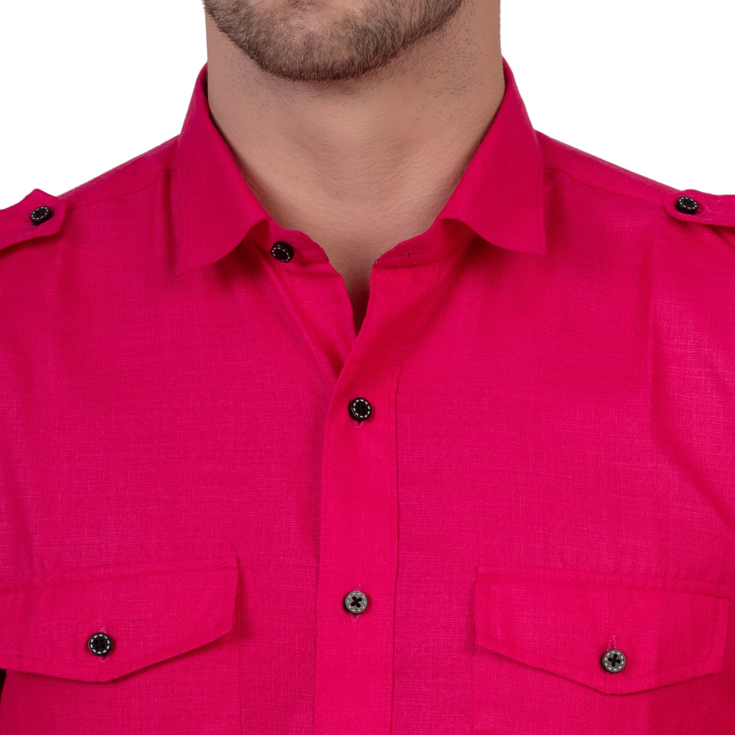 Full Sleeve Magic Linen Shirt (Deep Pink)