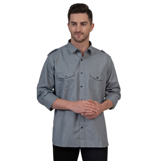 Full Sleeve Premium Linen Shirt (Gunmetal Grey)