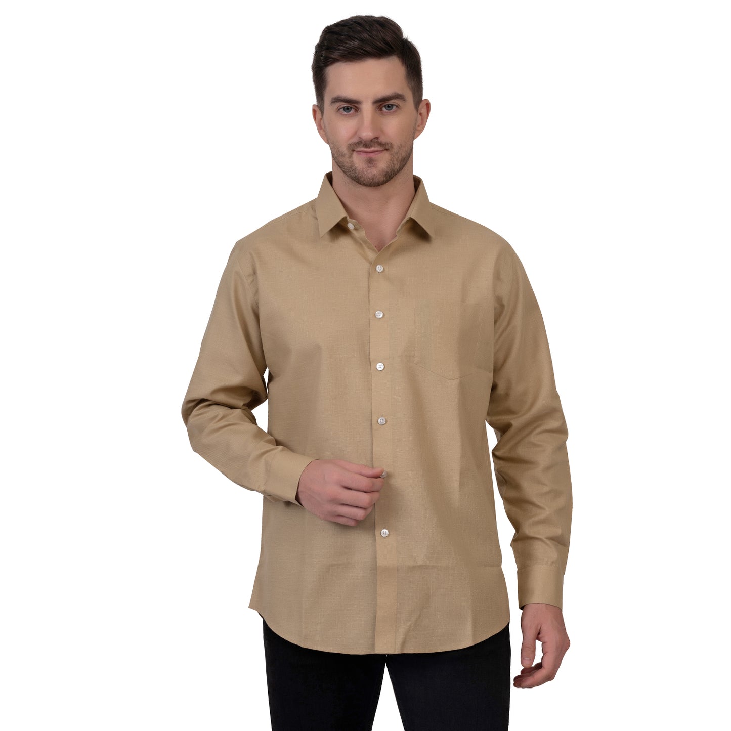 Full Sleeve Premium Linen Shirt (Khaki Brown)