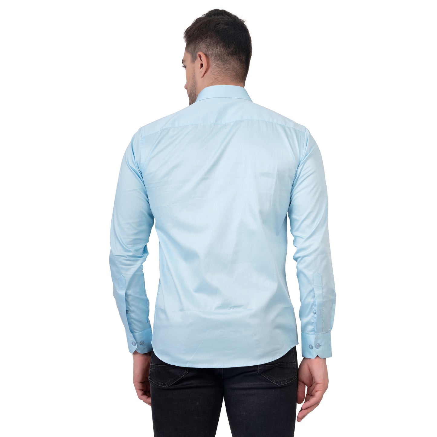 Full Sleeve Satin Cotton Shirt (Sky Blue)