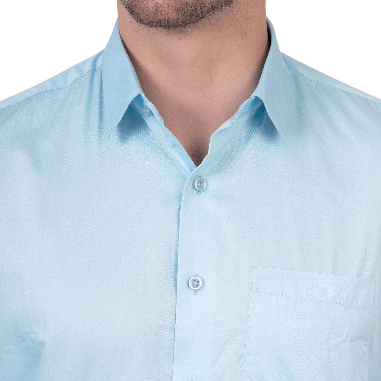 Full Sleeve Satin Cotton Shirt (Sky Blue)