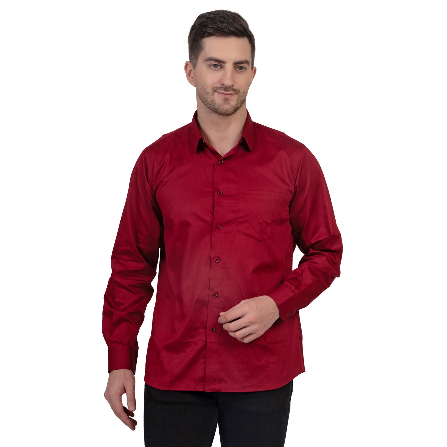 Full Sleeve Satin Cotton Shirt (Red)