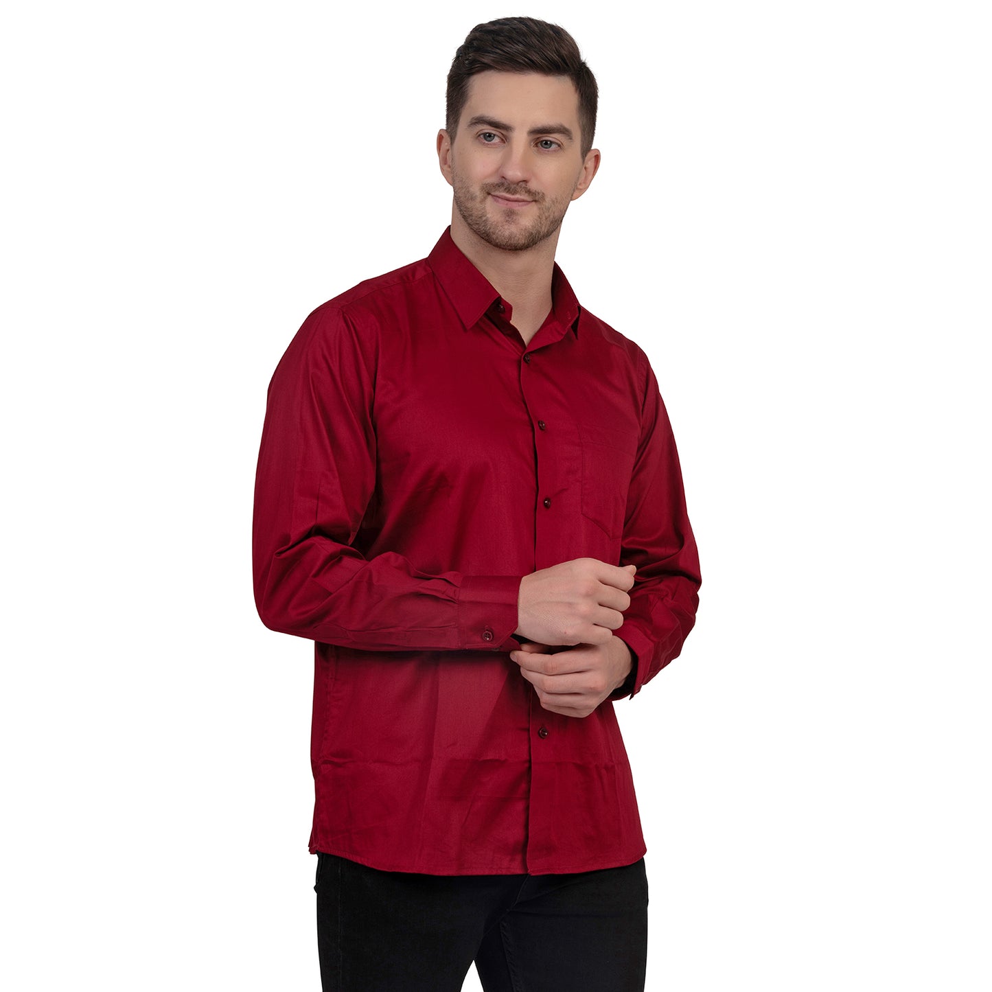 Full Sleeve Satin Cotton Shirt (Red)