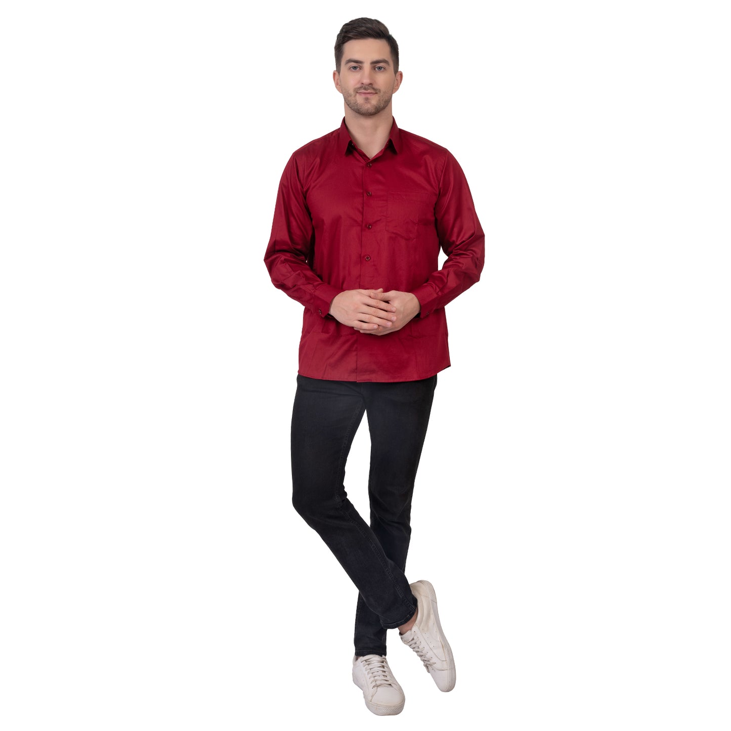 Full Sleeve Satin Cotton Shirt (Red)