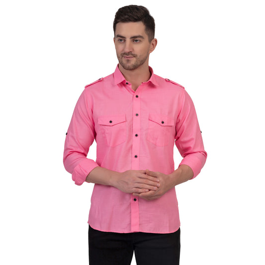 Full Sleeve Magic Linen Shirt (Pink)