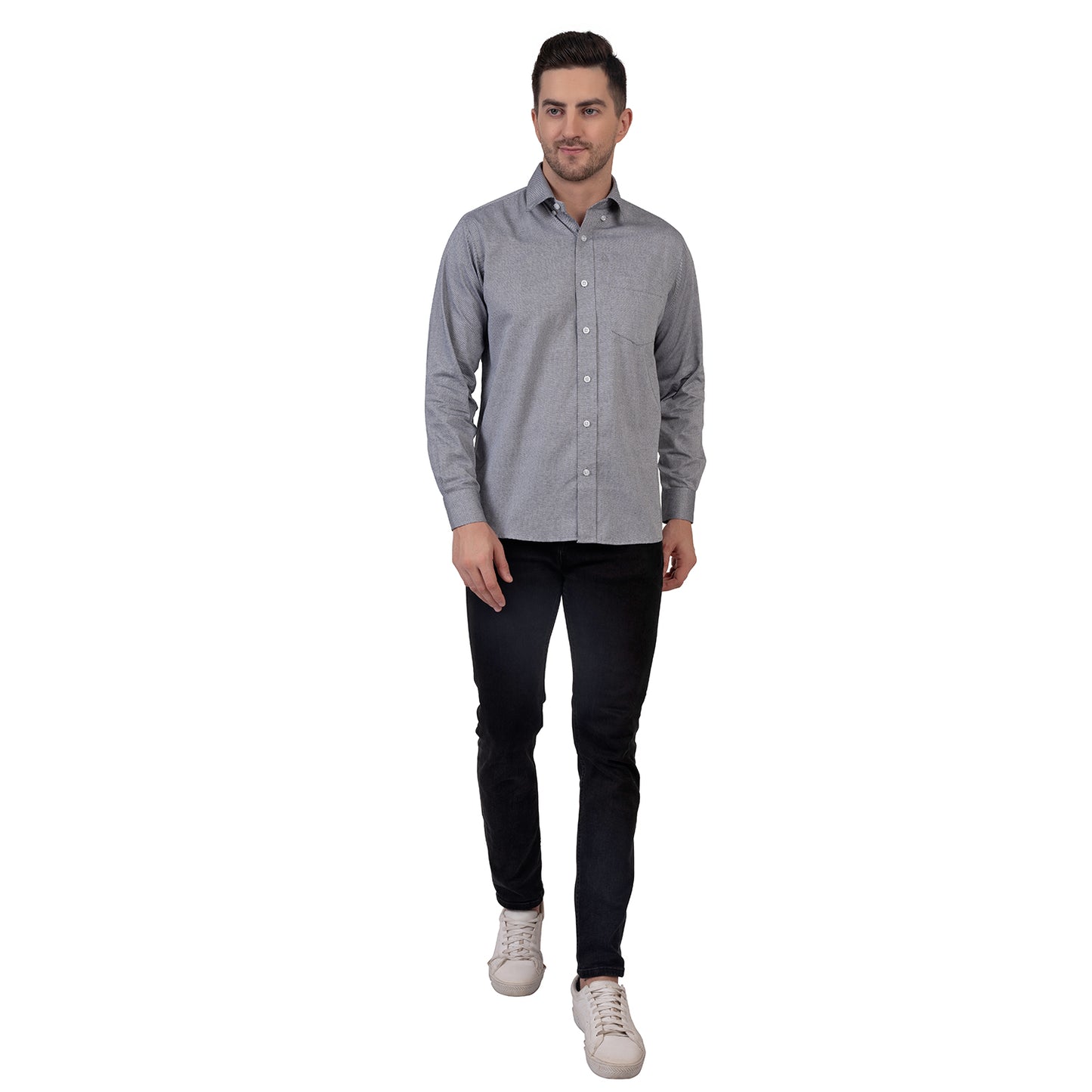 English Oxford Shirt Full Sleeve (Grey)