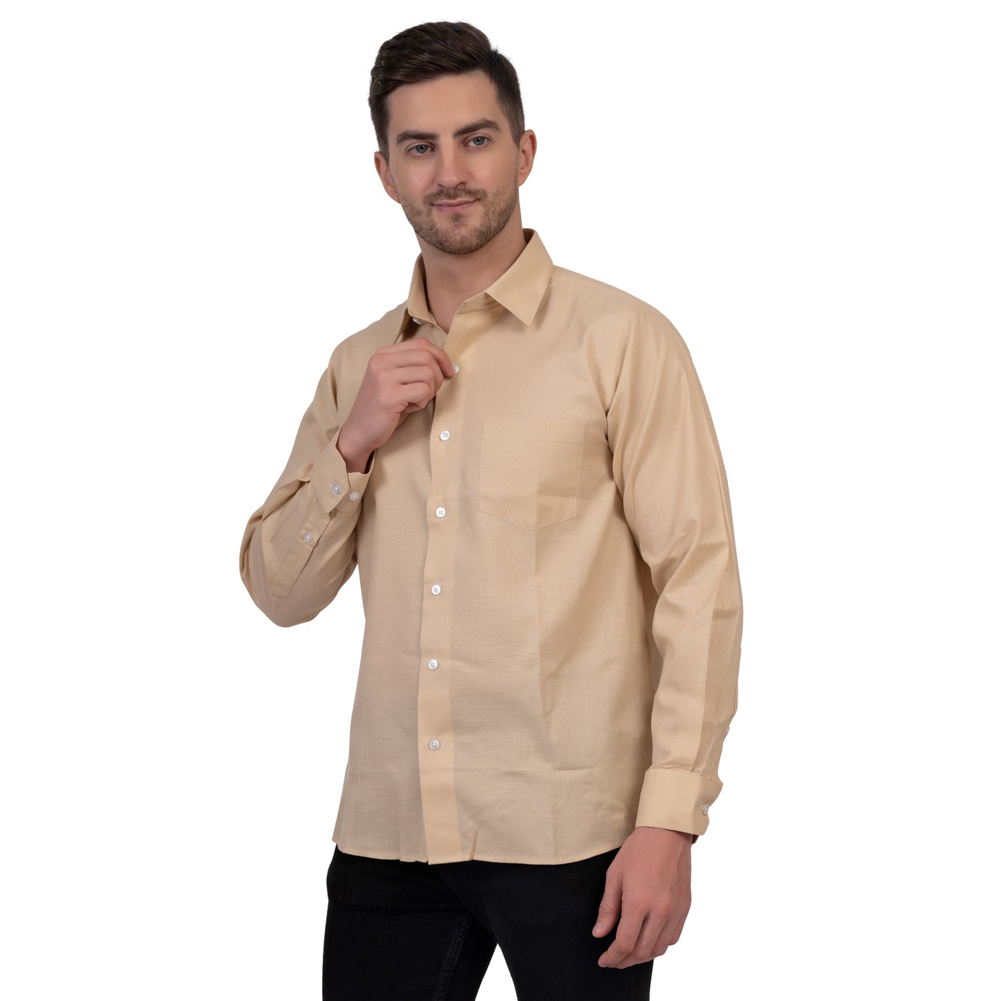 Full Sleeve Premium Linen Shirt (Light Brown)