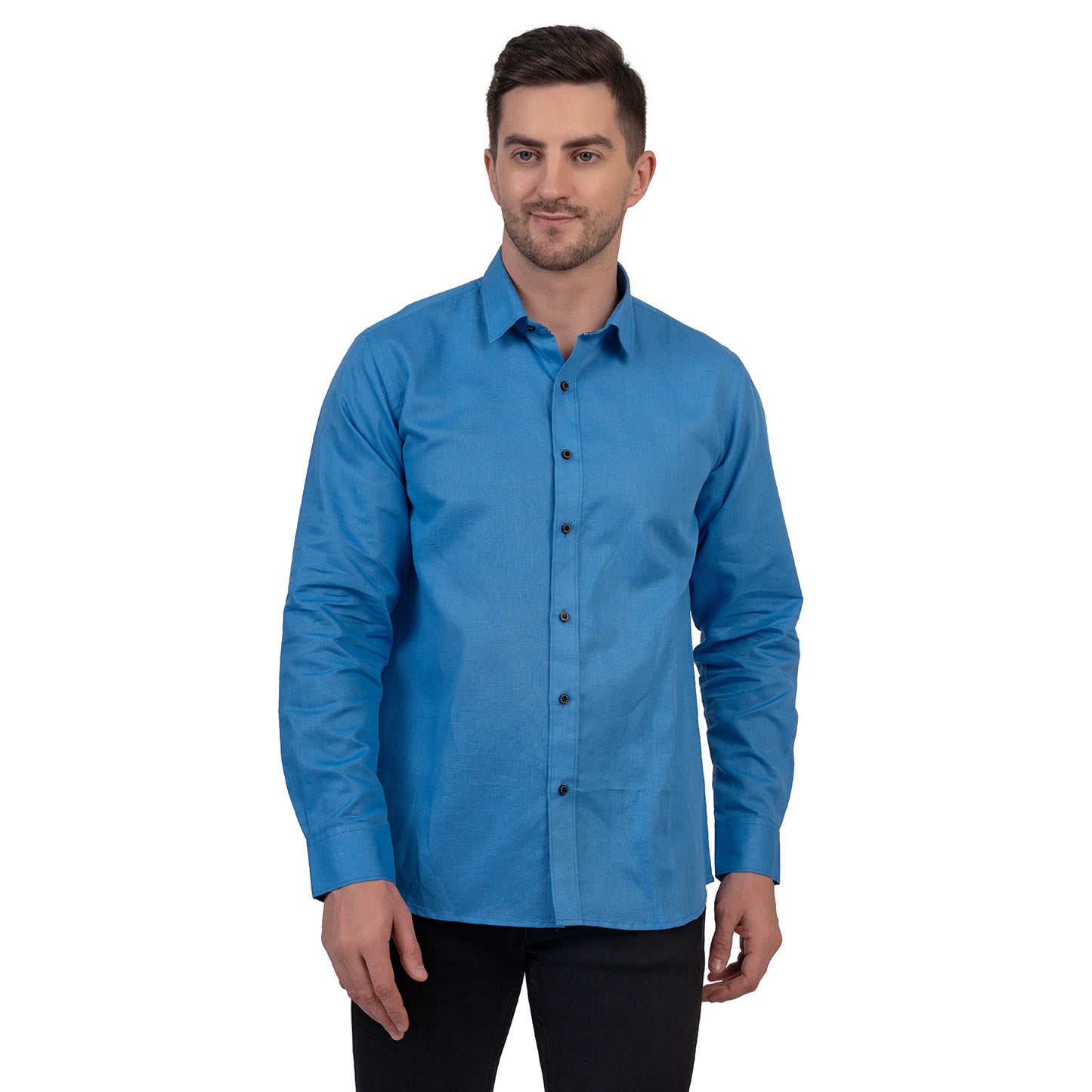 Full Sleeve Magic Linen Shirt (Bright Blue)