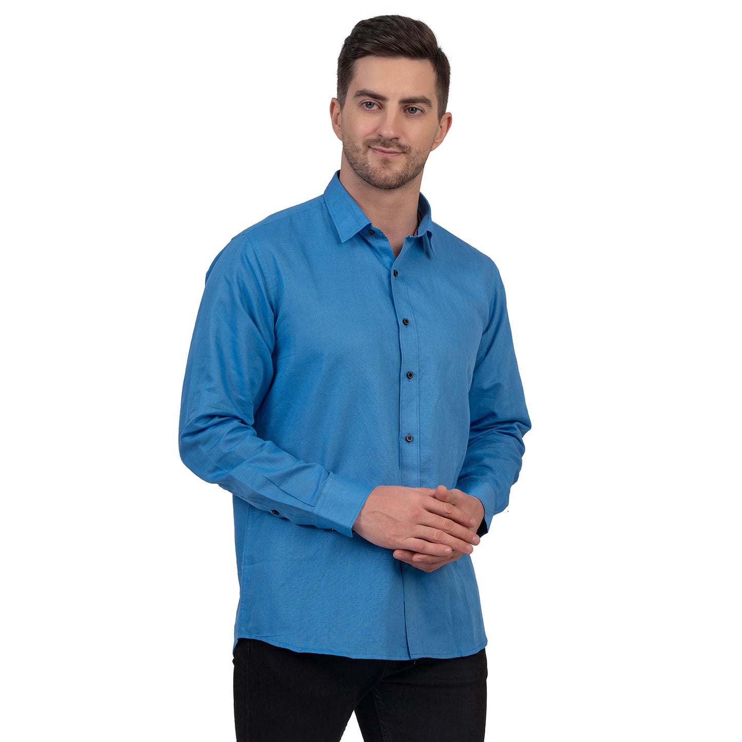 Full Sleeve Magic Linen Shirt (Bright Blue)