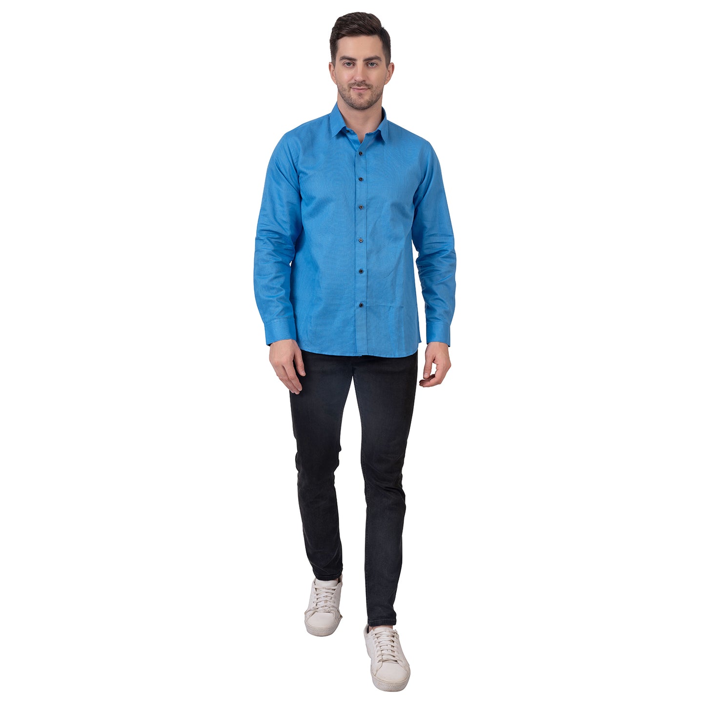 Full Sleeve Magic Linen Shirt (Bright Blue)