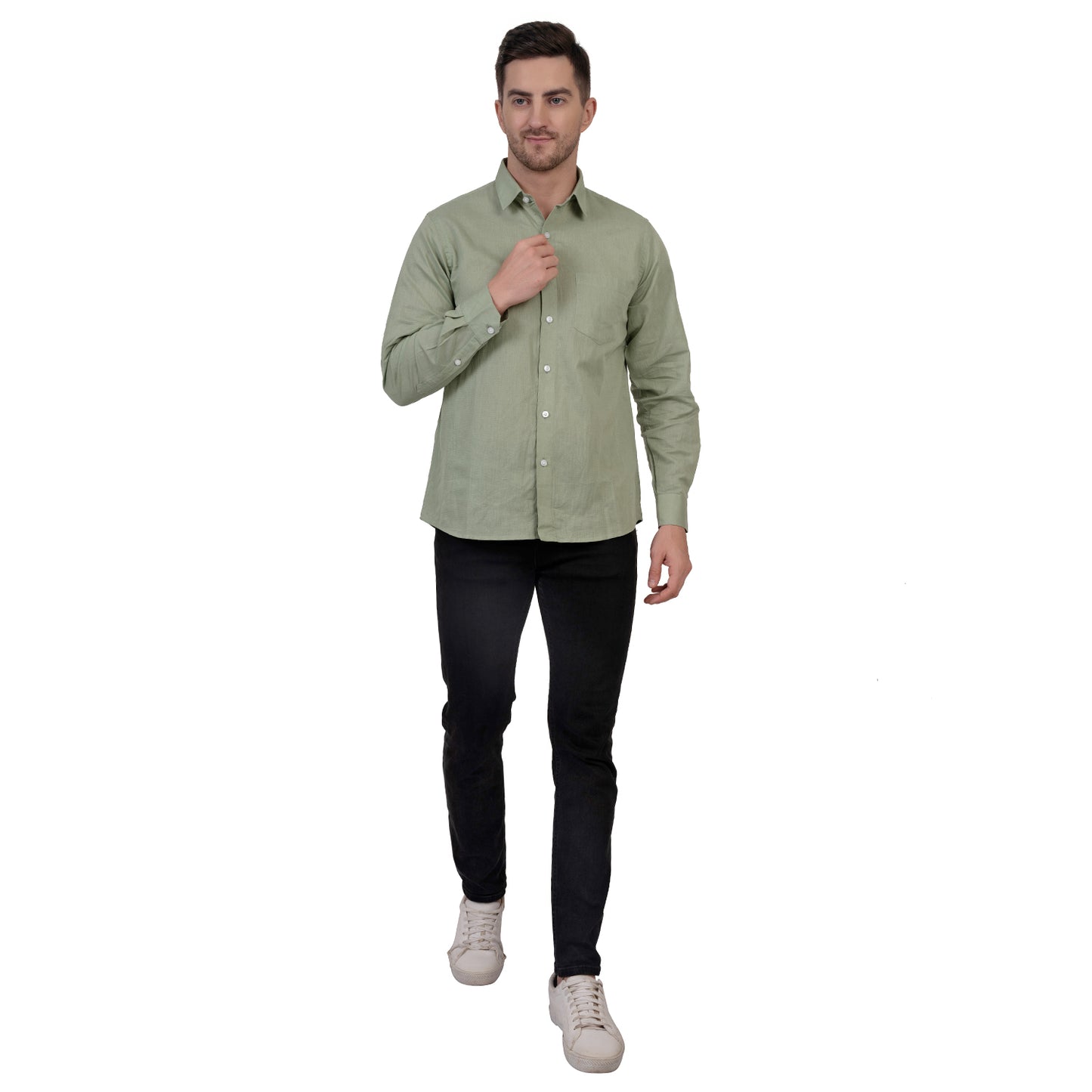 Full Sleeve Premium Linen Shirt (Spring Green)